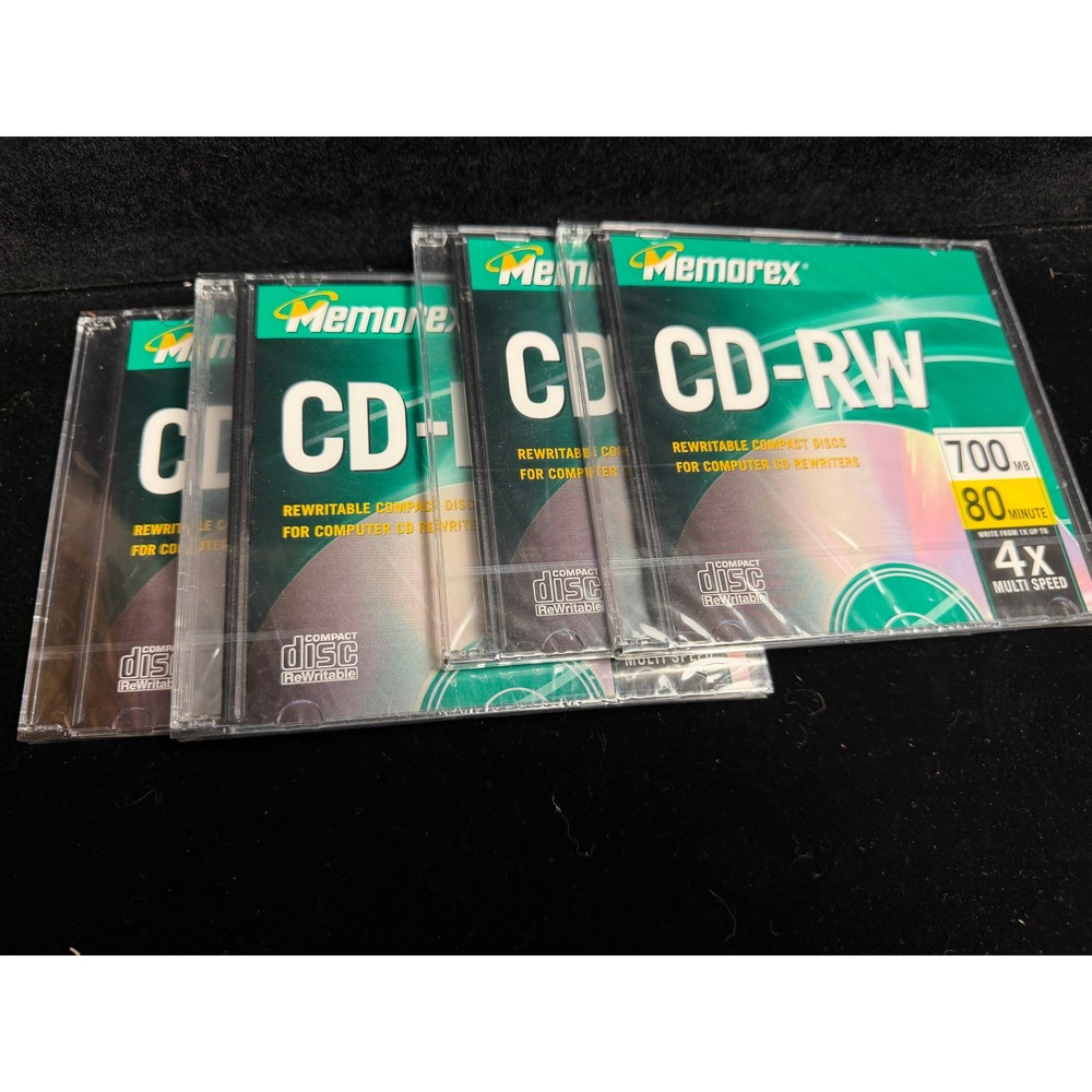 Memorex CD-RW 700MB 80 Minute 4x Multi Speed Rewritable Discs 5 Pack Sealed